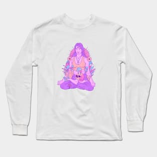 Beautiful hippie girl in deep meditation Long Sleeve T-Shirt